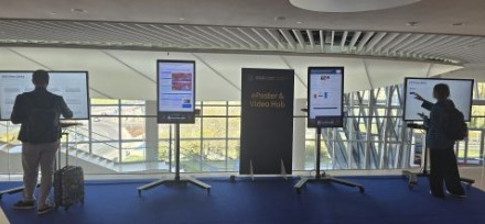 Interactive ePosters screens at ESGE 2026 in Kraków